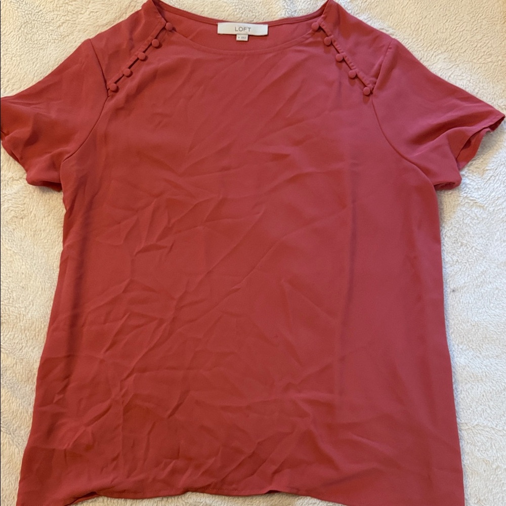 LOFT Women's Rose Short Sleeve Top, Size M